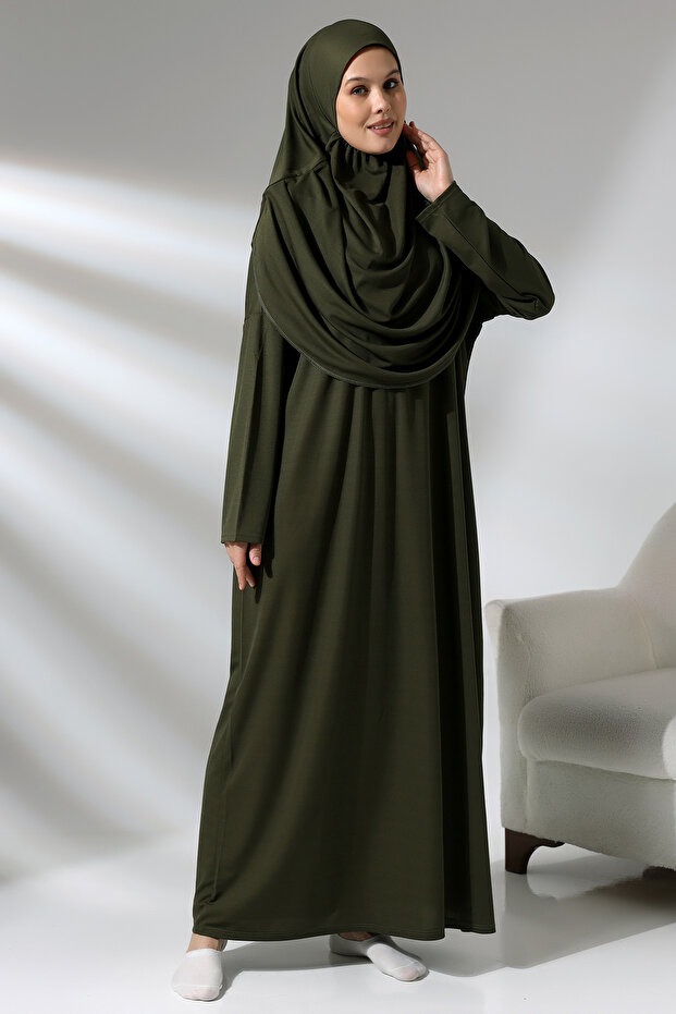 One Piece Women's Prayer Dress with Bag Khaki