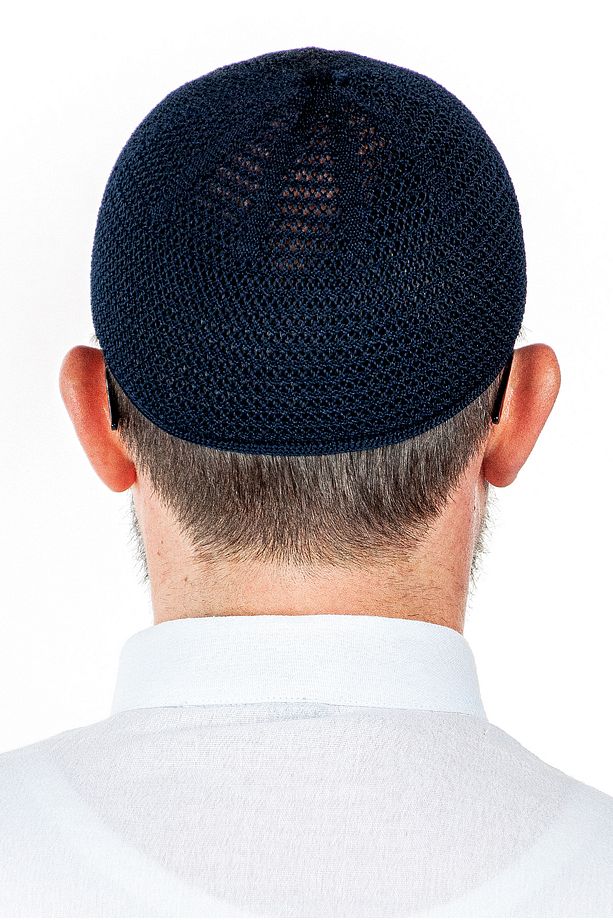 Lüks Çelik Örme Namaz Takkesi Lacivert 1 Adet - 3