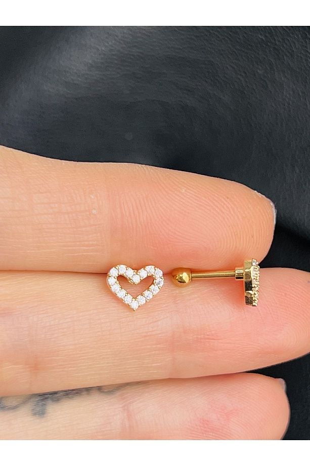 Çelik Kalp Figürlü Kıkırdak Helix Tragus Piercing(1adet) - 5