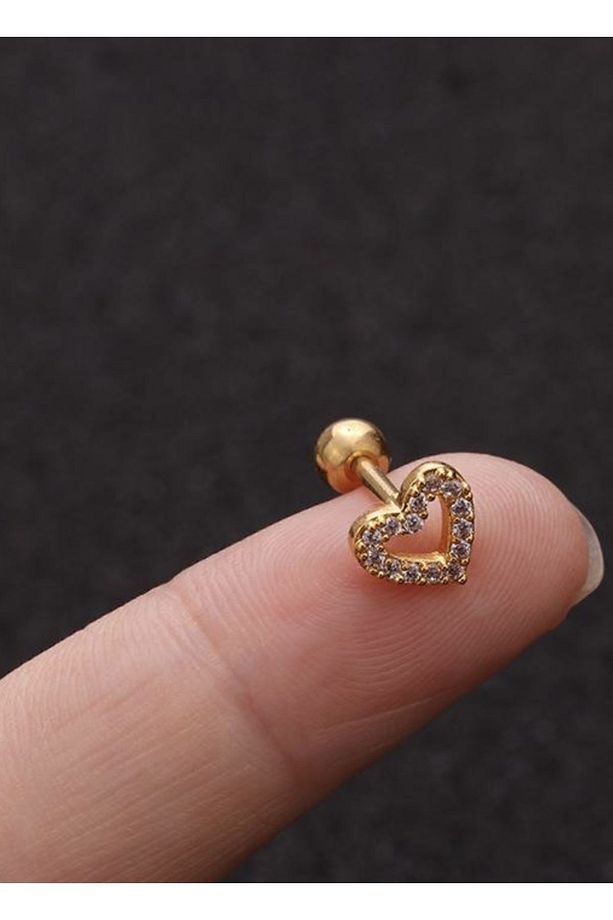 Çelik Kalp Figürlü Kıkırdak Helix Tragus Piercing(1adet) - 3
