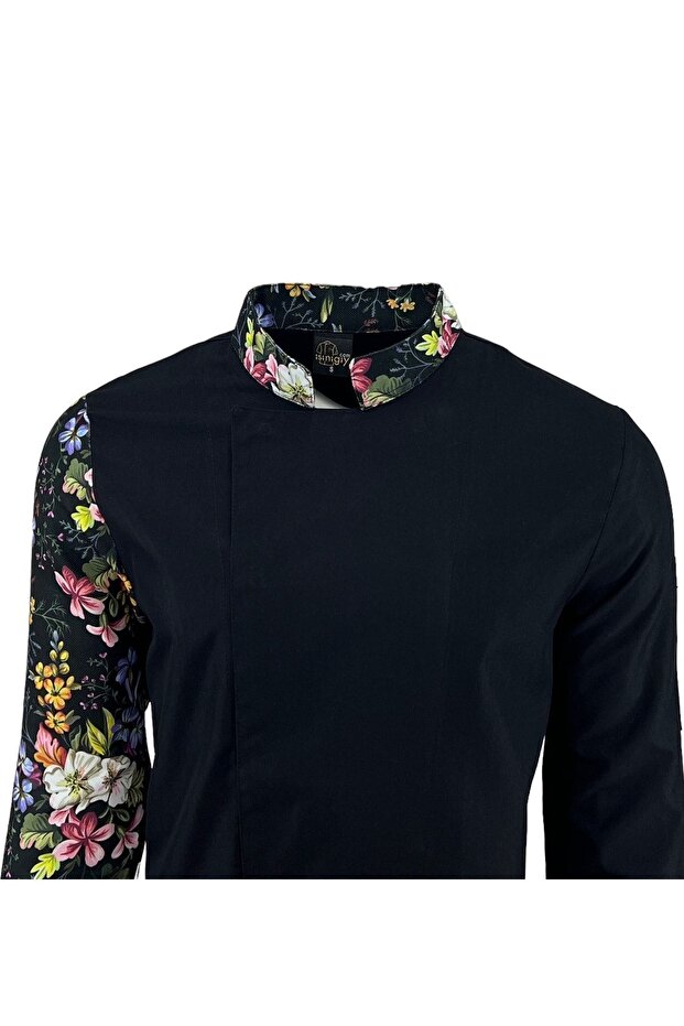 سترة الشيف بأكمام مزخرفة بالزهور - 2