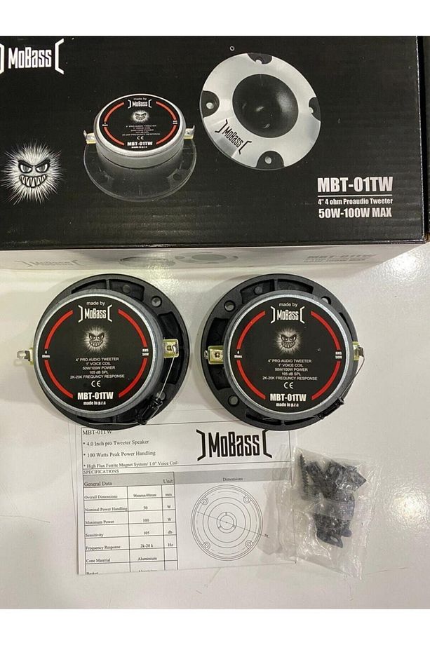 Mobass Mbt-01Uyumlu  Tweeter Profesyonel Ciftti 200wat 100rms Iki Adet - 3