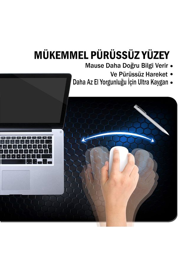 XXl 90*40 cm Siyah 3D Grafik Rahat Çalışma Ve Oyun Klavye Mausepad  /Klavye ve Fare Altlığı - 3