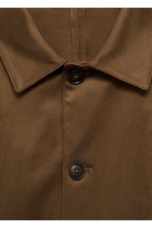 Süet görünümlü cepli gömlek ceket - 7