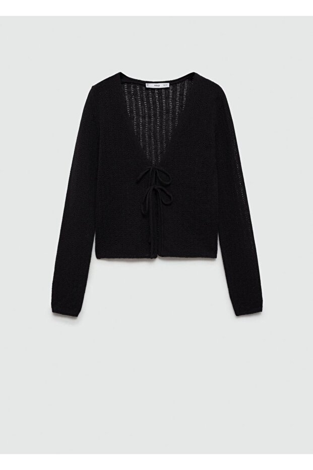 Bağ detaylı triko hırka - 3