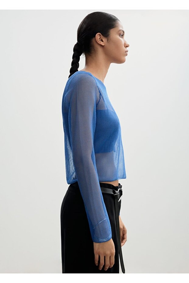 Bluză combinată pulover semitransparentă - 1