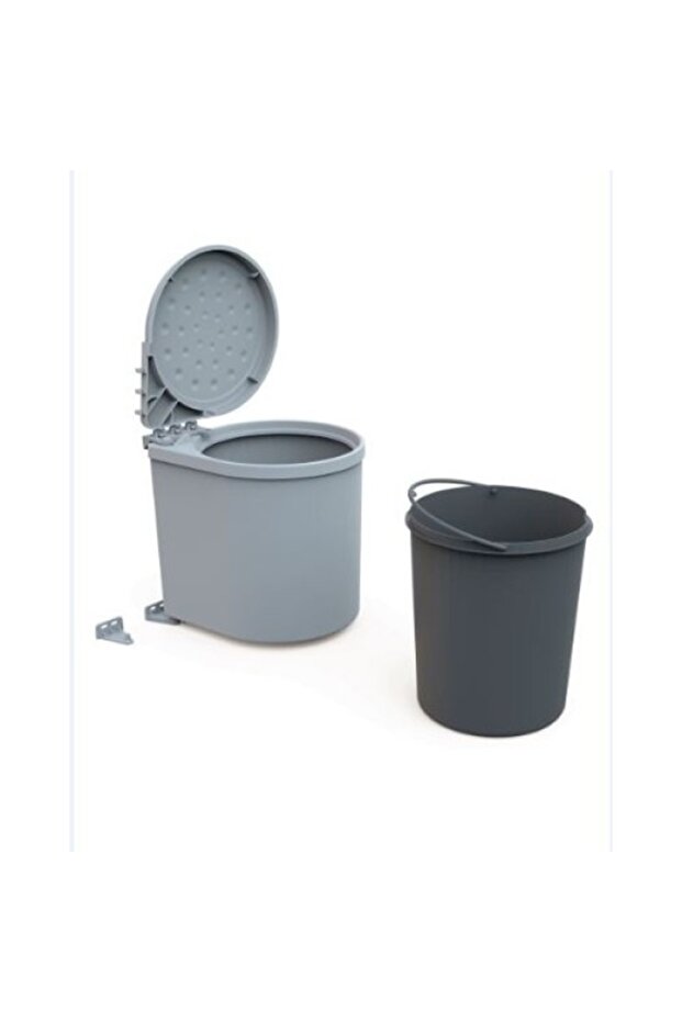 Mesbin Trash Can, Easily Removable Inside the Cabinet, 6 Lt. with Bucket. Grey - 2