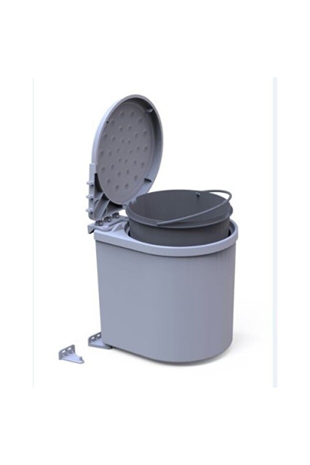 Mesbin Trash Can, Easily Removable Inside the Cabinet, 6 Lt. with Bucket. Grey - 1