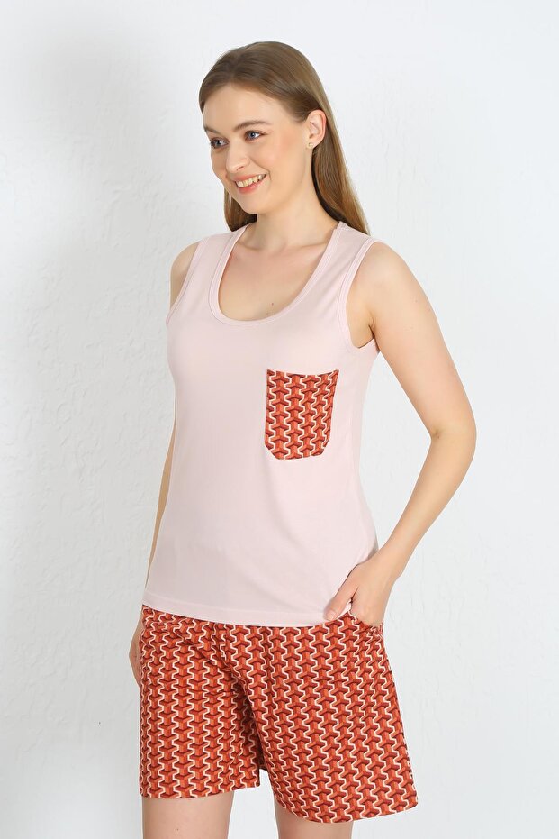 Women's Thick Strap Pocket Shorts Suit Powder 3617