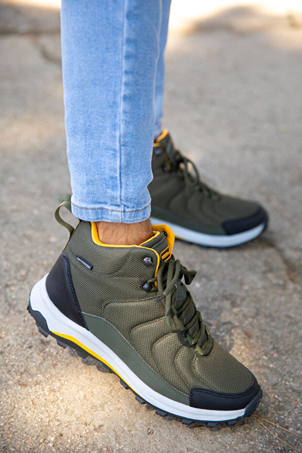 Férfi csizmák és csizmák, khaki-sárga 19632 - 4