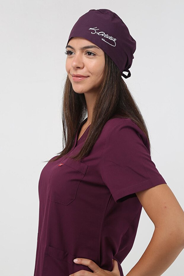 Scrubs Plum V-Neck Surgical Suit & Bonnet