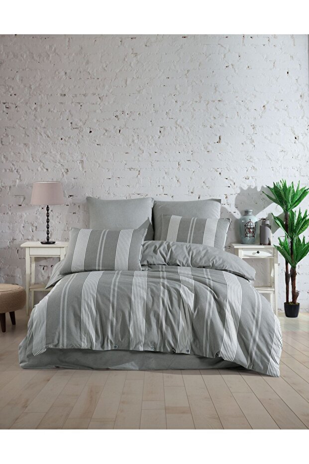 Natural Calors Double Duvet Cover Set with Four Pillows (with Tire Sheets)