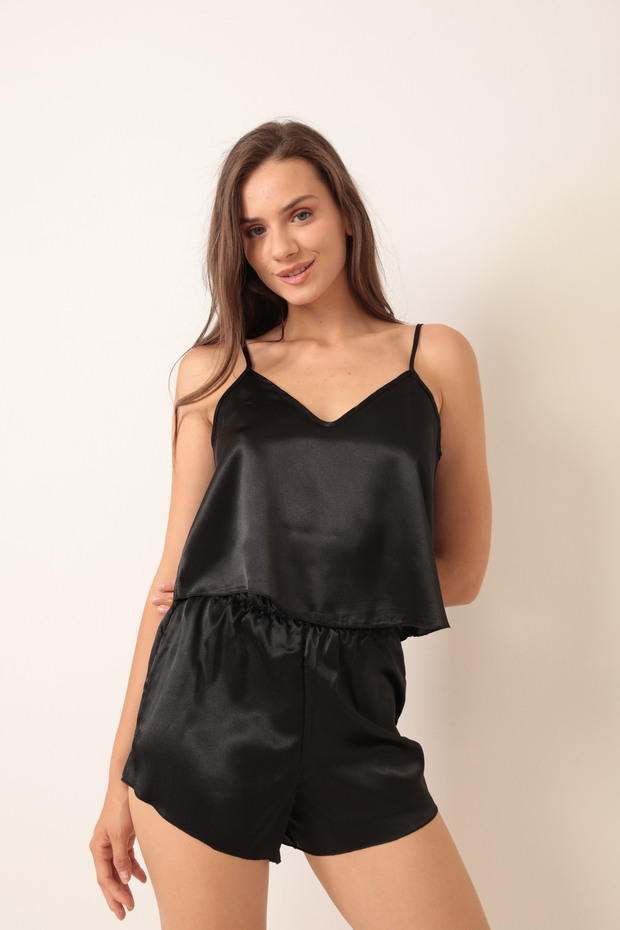 Satin Shorts Set Stylish Nightgown