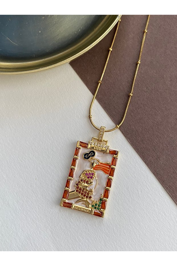 Vip Series - Orange Stone Women's Anti-Tarnish Steel Women's Gold Necklace