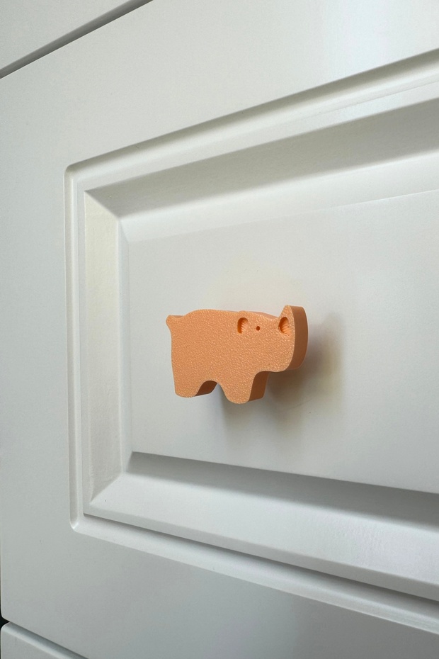 Orange Rhino Cabinet Handle - Colorful and Durable Furniture Handle for Children's Room, Kitchen and Bathroom D