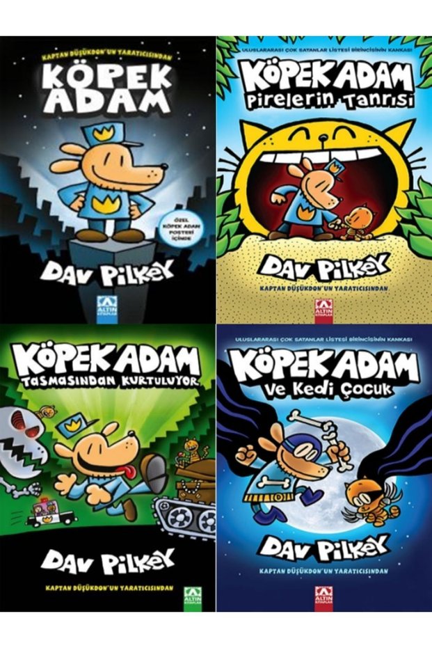 DAV PILKEY</DNTCTMS>'DEN Dog Man+God of Fleas+Escapes from the Leash+Man and Cat Child 4-Book Set