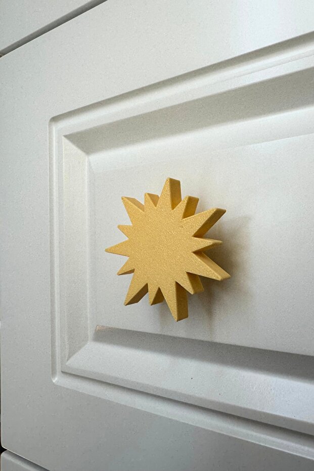 Yellow Sun Cabinet Handle - Warm and Durable Furniture Handle for Children's Room, Kitchen and Bathroom