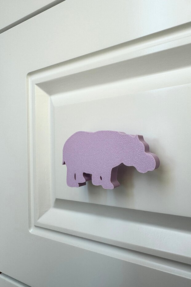 Purple Hippopotamus Cabinet Handle - Modern, Stylish and Durable Furniture Handle for Children's Room, Kitchen and Bathroom