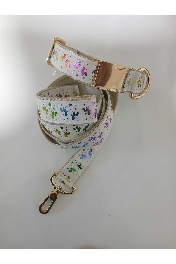 Unicorn Tasma Ve Gezdirme Kayışı Set. Ayarlanabilir Ebatta Köpek Tasması. Eni 2.5 Cm 4 RENK ŞEÇENEĞİ - 5