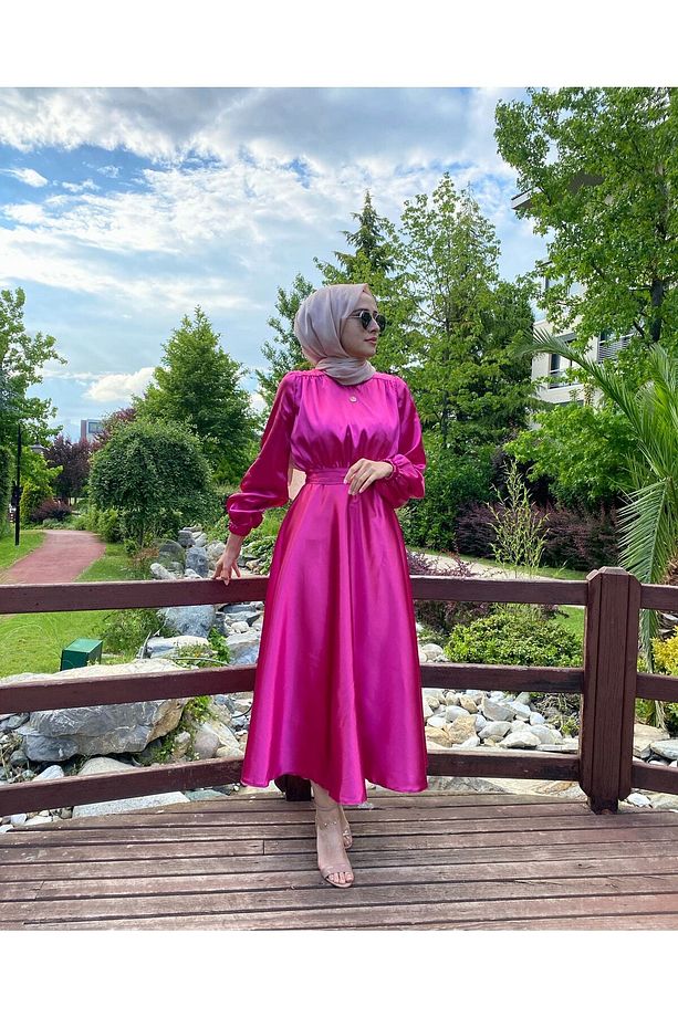 Fuşya Aura Elbise - 1