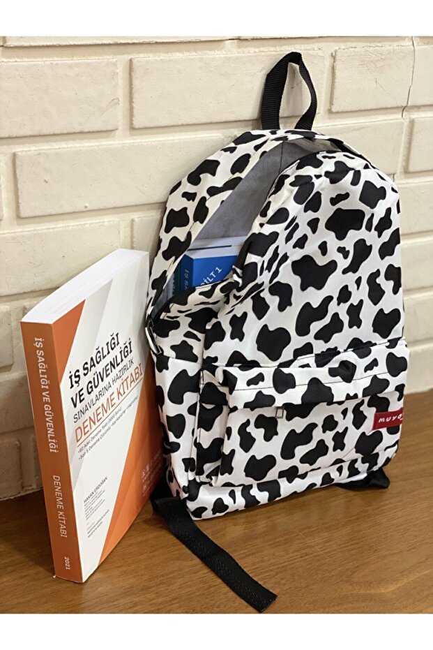 حقيبة ظهر مدرسية مطبوعة بنمط بقرة - 3
