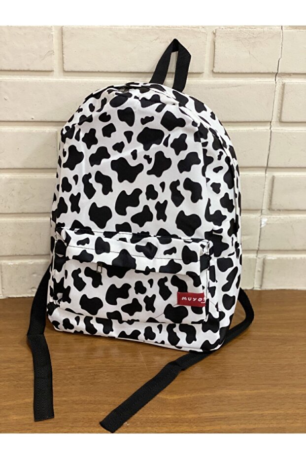 حقيبة ظهر مدرسية مطبوعة بنمط بقرة - 5