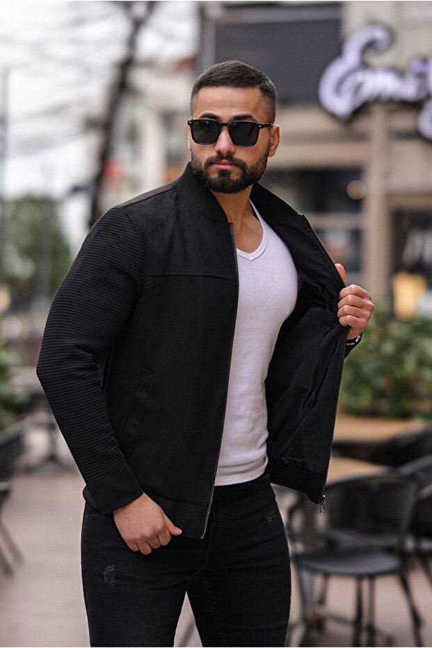 Kolej Bomber Triko Kol Süet Ceket - 1