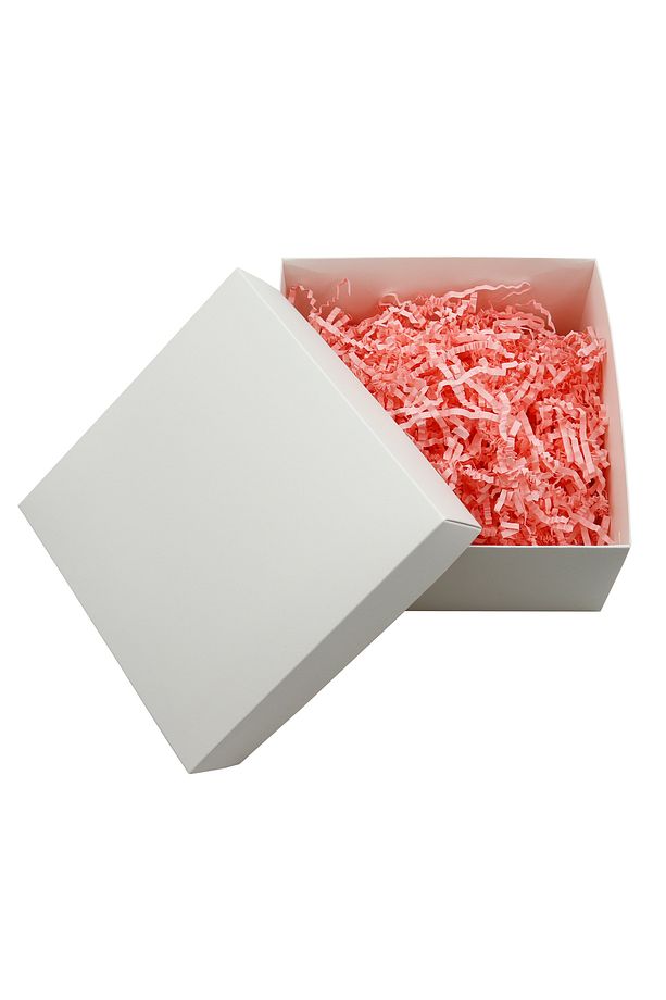 20x20 Beyaz Pembe Kırpıntılı Boş Hediye Kutusu 1 Adet - 1