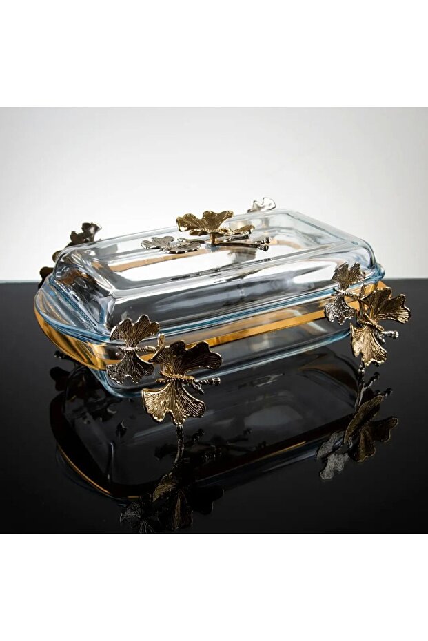 Gold Presentation Holder - Butterfly Patterned, Clamshell Borse Glass Rectangular, Large Presentation - 1