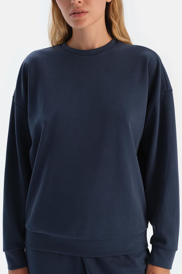 Lacivert Basıc Modal Sweatshırt - 5