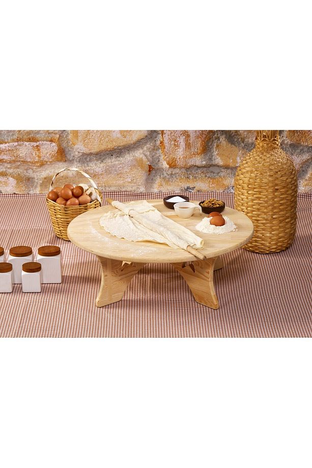 Doğal Ahşap Masif Yer Sofrası 4 Farklı Boyda. Küçük Boy 57 Cm/çap - 5