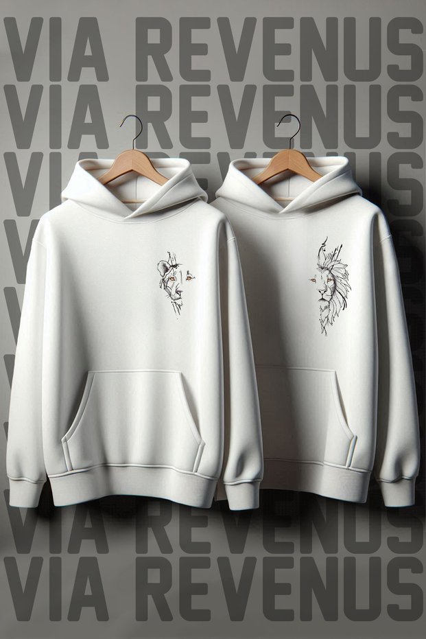 Lion Couples Printed Oversize Lover's Matching Sweatshirt