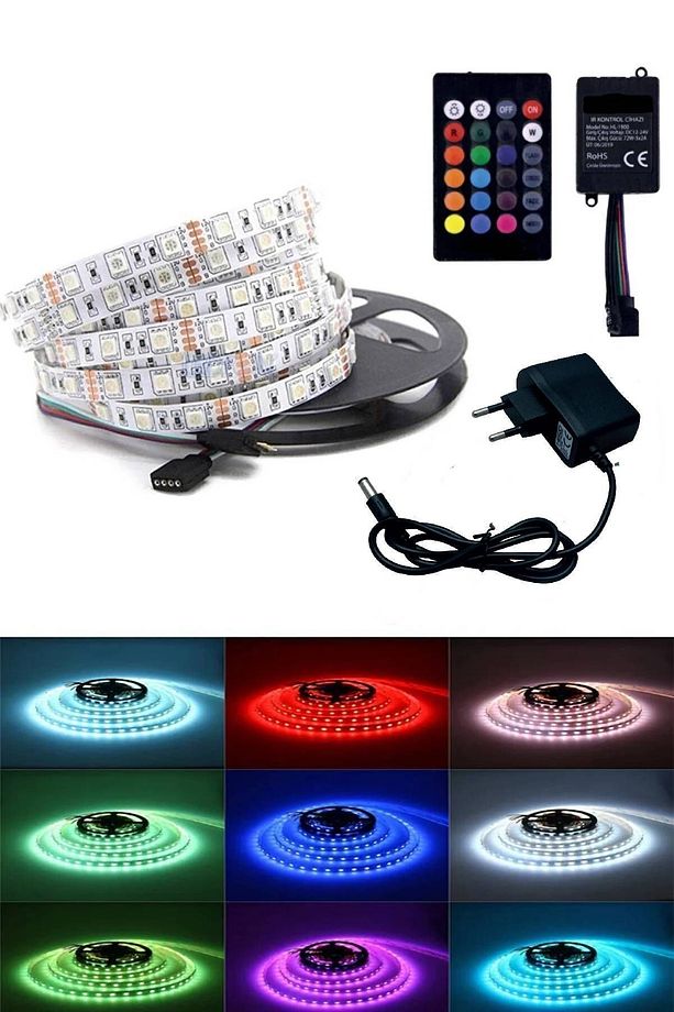3 Çipli Rgb Şerit Led Tak Çalıştır Animasyonlu 5 Metre 4040 Smd - 1