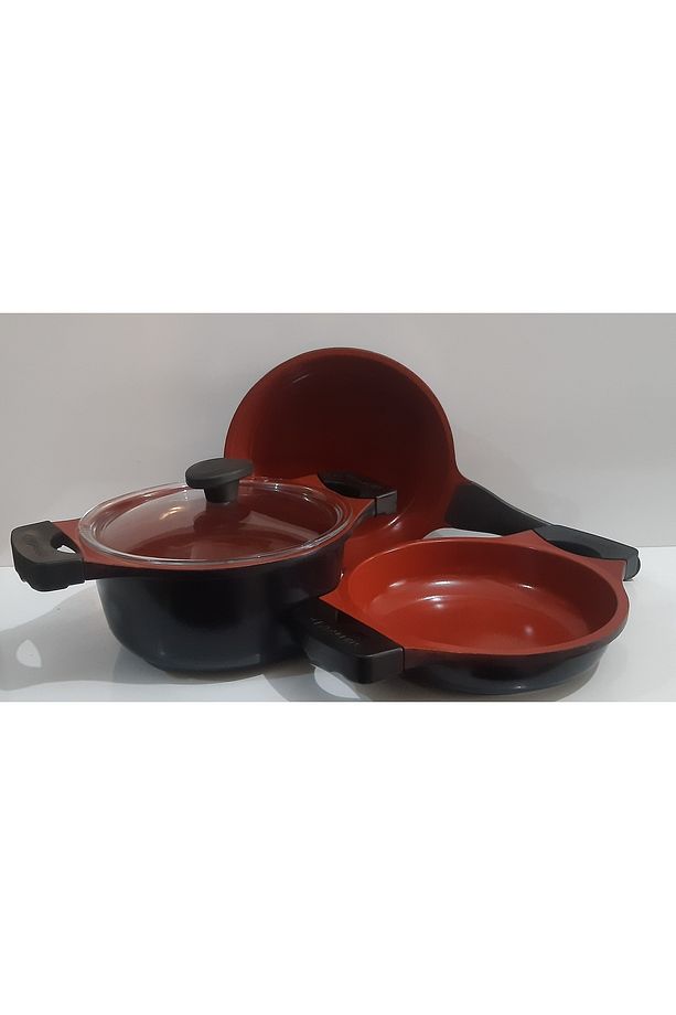 midas 4 parça 20 derin 20 sahan 20 tava red diamond set - 1
