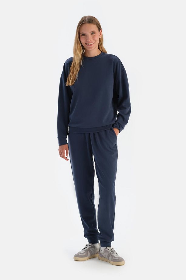 Lacivert Basıc Modal Sweatshırt - 4