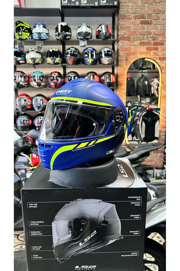 SW 917 STARS Matt Blue Black Çene Açılır Kask - 3