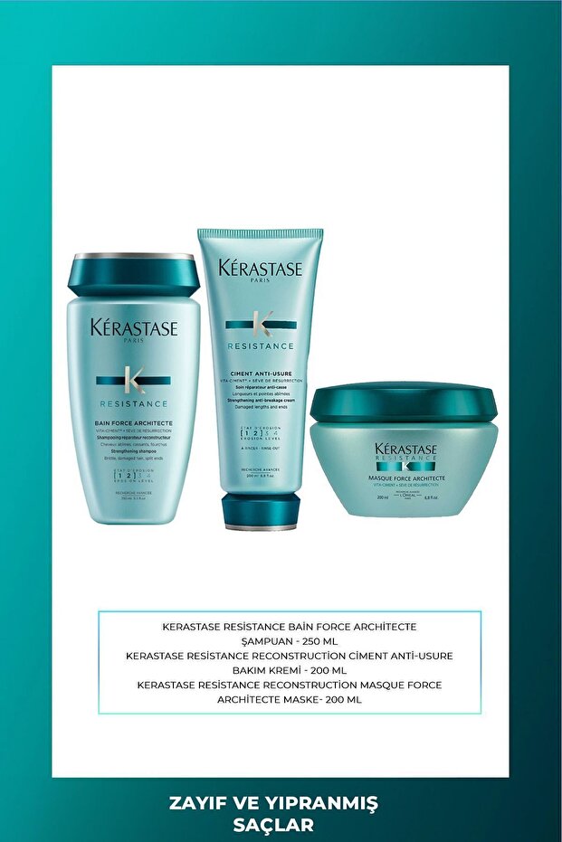 Kérastase Force Architecte (1-2) Yapılandırıcı Maske 200 ml + Saç Kkremi 200 ml + Banyo 250 ml - 1