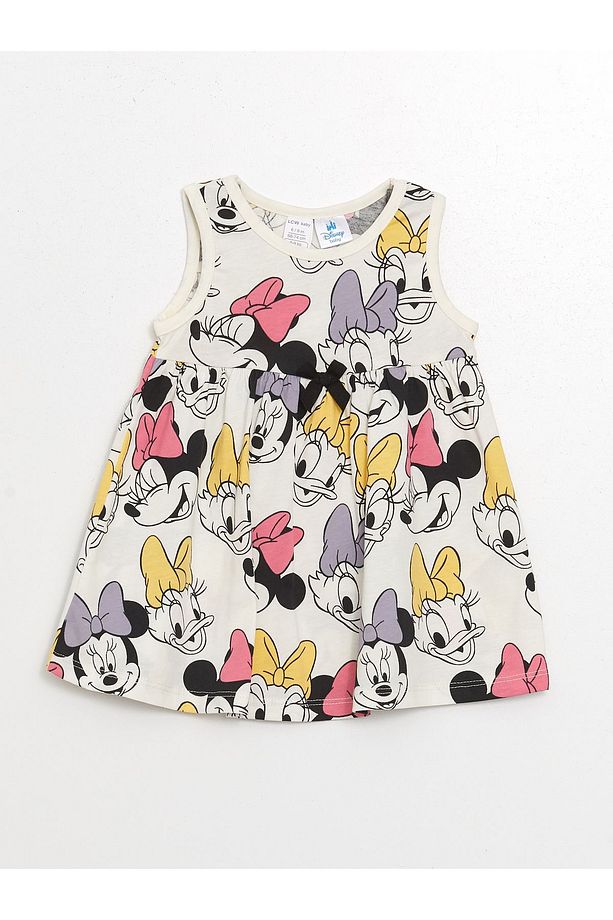 LCW Bisiklet Yaka Kolsuz Minnie Mouse Baskılı Kız Bebek Elbise 2'li - 4