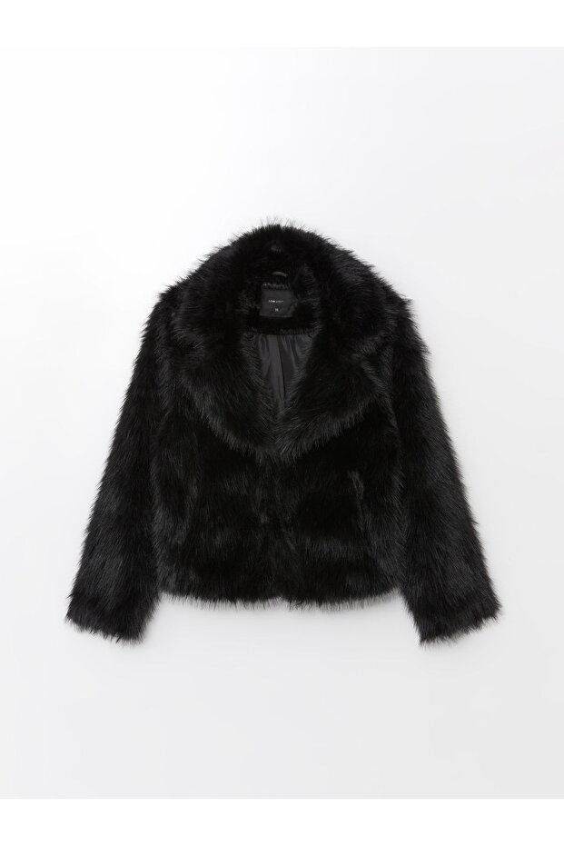 Damski płaszcz pluszowy - kołnierz kurtki - 5