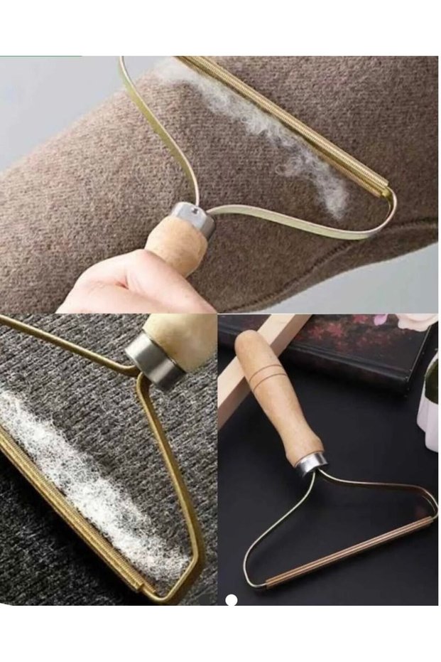 3 Pieces with Wooden Handle - Carpet, Sofa, Sweater, Cat and Dog Hair Collector