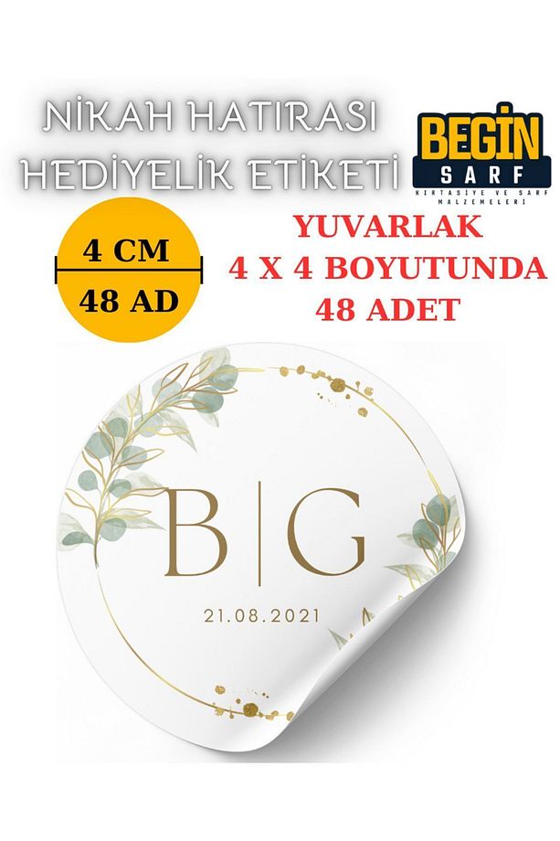 3 CM 4 CM 5 CM 6 CM NİKAH HATIRASI ETİKETİ KENDİNDEN YAPIŞKANLI KİŞİYE ÖZEL YUVARLAK 004 - 3