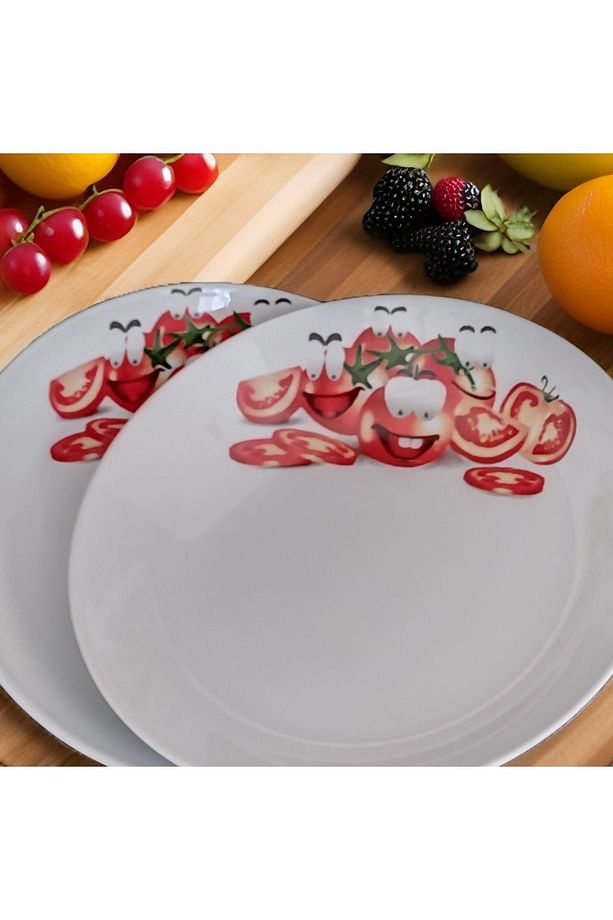 Diamont 2 adet 21 cm Dekorlu Çukur Tabak Salata Sunum Tabağı Servis Tabağı - 7