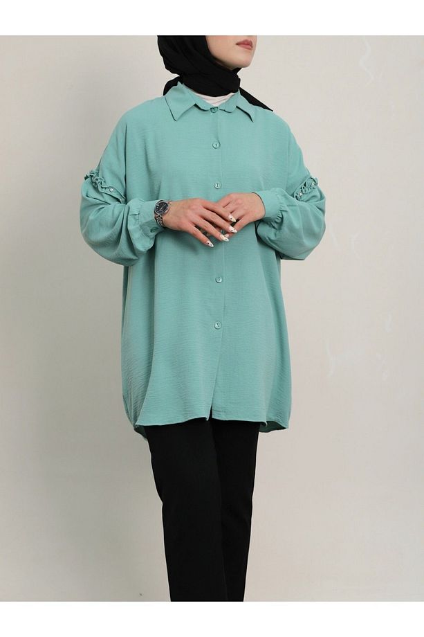 Kolları Taşlı Fırfırlı Salaş Ayrobin Tunik - 5