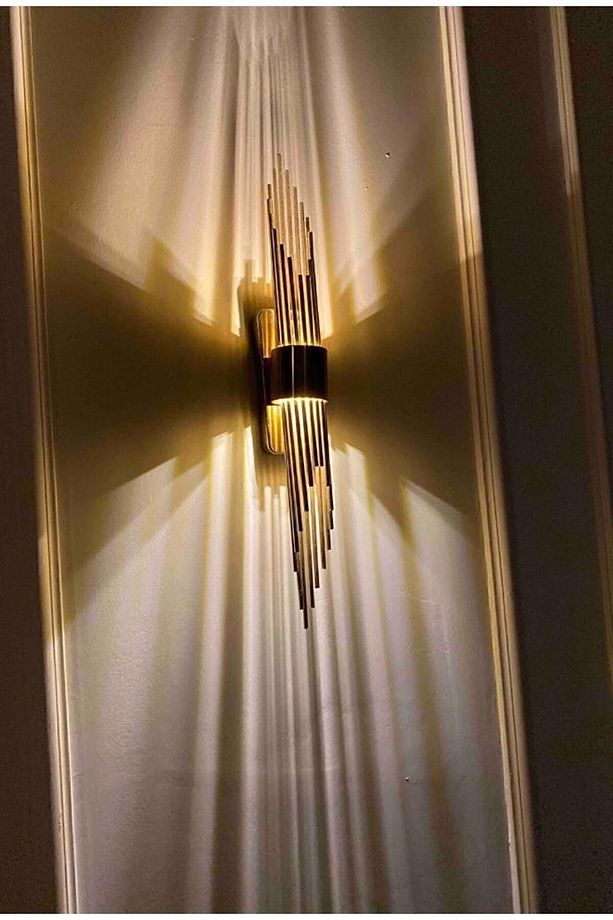 Pilli Duvar Aplik Pilli Duvar Aplik Aydınlatma Gold Led Duvar Lambası - 7