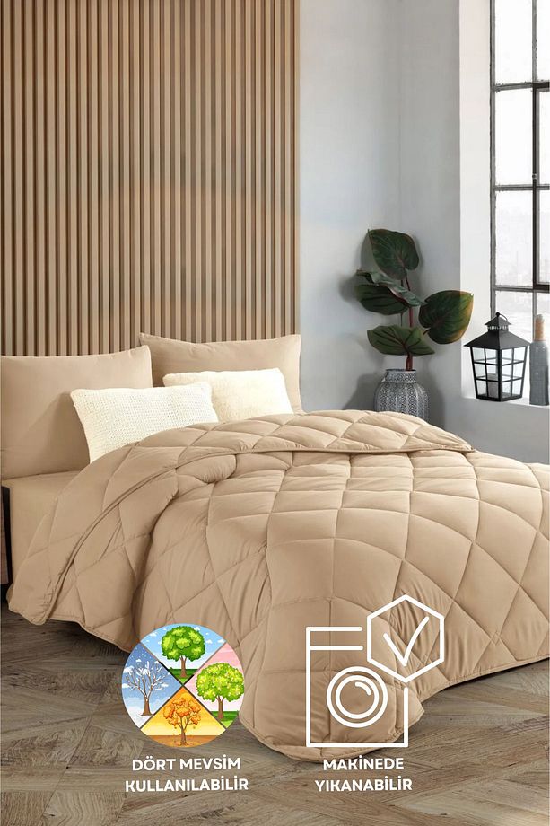 Bej Soft Slikon Yorgan Tek Kişilik 155*215 - 2