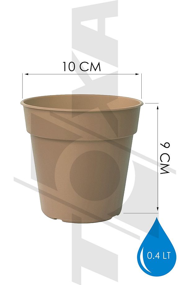 3 Adet 0.4 Litre Sarı Terakota Saksı Tabaklı Izgarasız Mat Plastik Saksı - 3