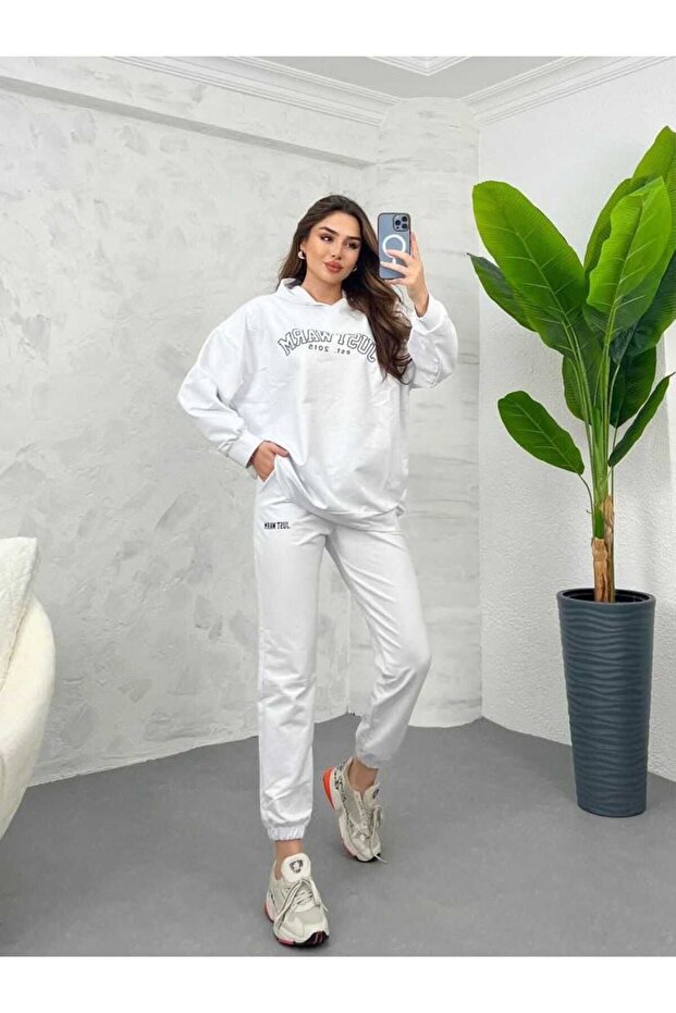 Women's Hooded Long Sleeve Tracksuit Set 3684-23