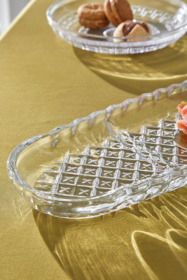 Selen Concept Cemre Model 3 Bölme El Yapımı Cam Kayık Tabak - 2