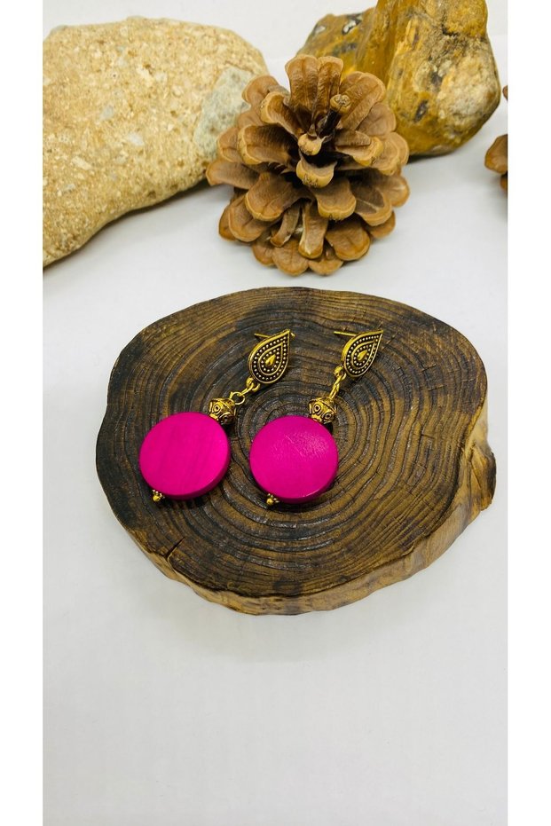 Handmade Brass Apparatus Wooden Female Earrings