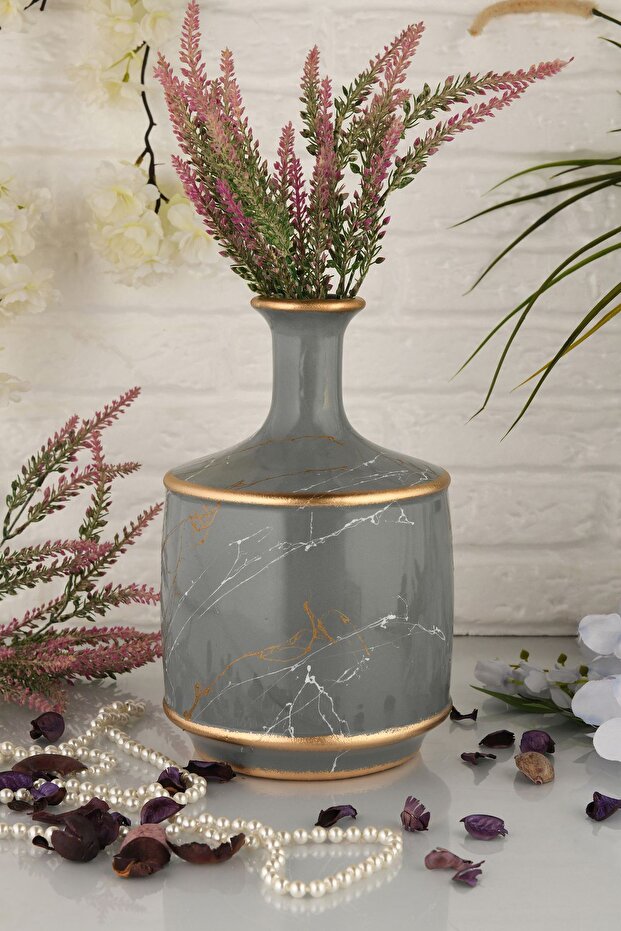 AngDesign Datça Seramik Vazo  Gri - 4